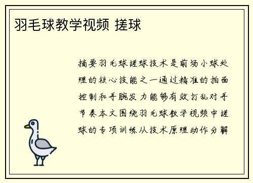 羽毛球教学视频 搓球